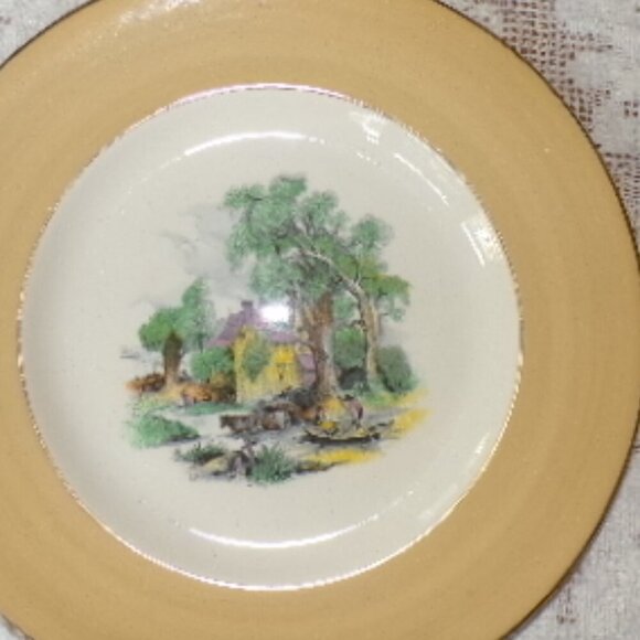 Rare - Vintage mid-1930s Yellow Clarice Cliff Plate - Newport Pottery CO England - Picture 6 of 7